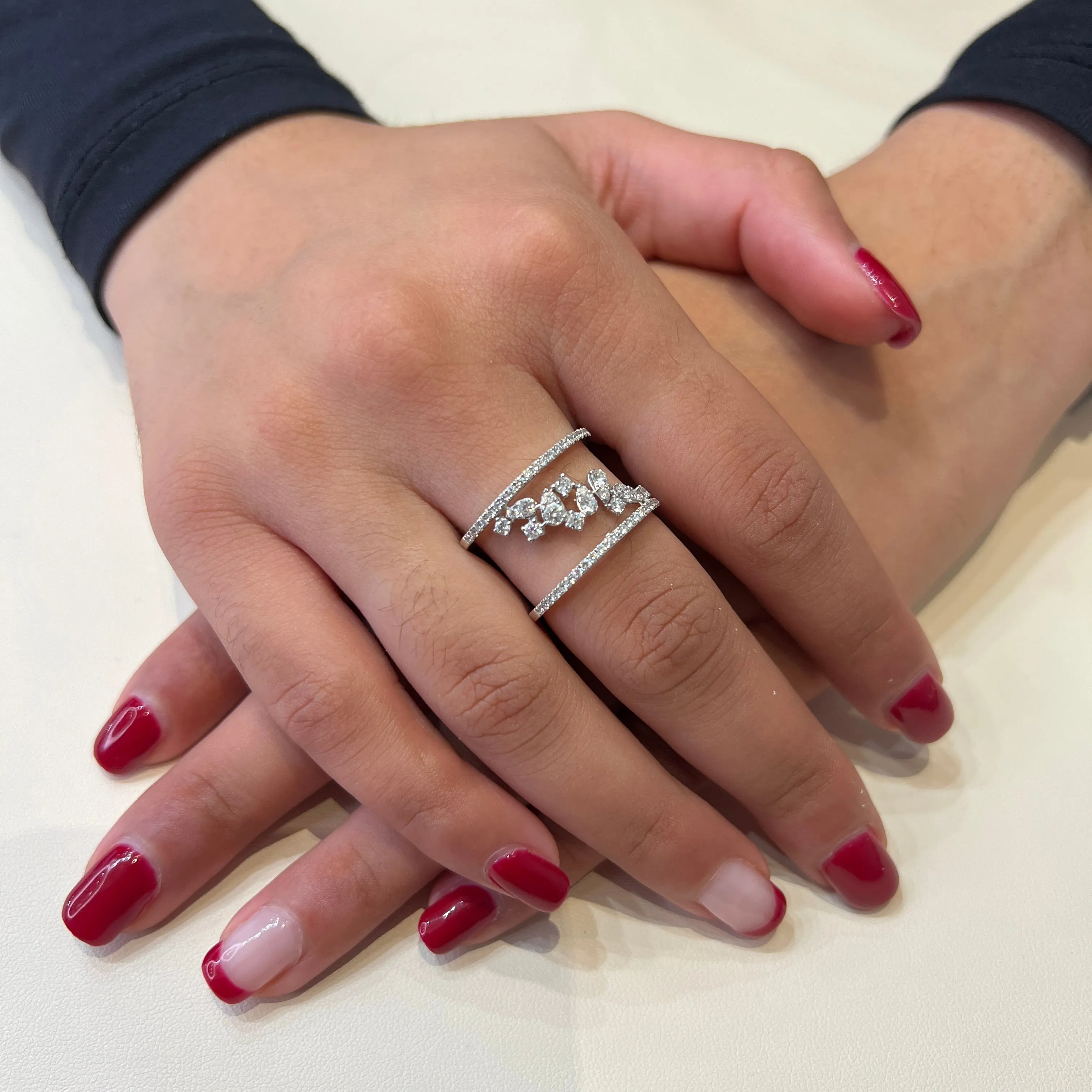 14K White Gold (0.81ct) Contemporary Diamond Ring