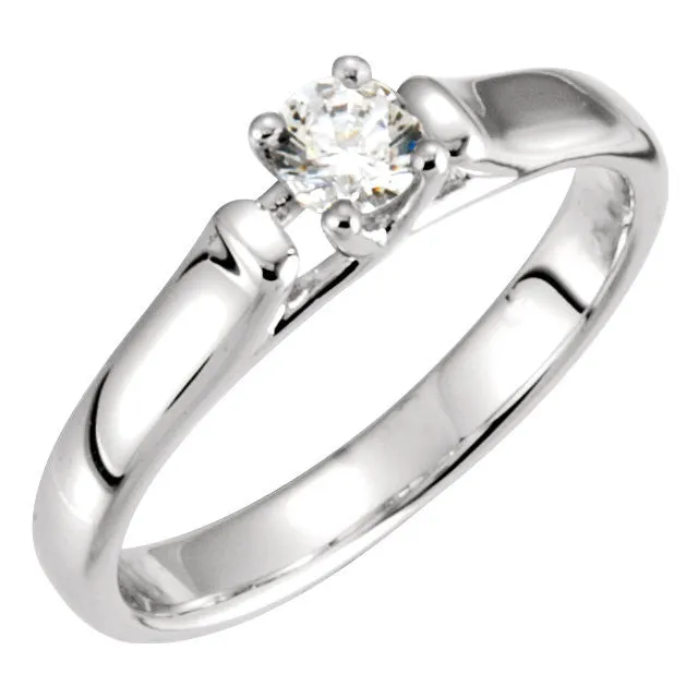 14k White Gold 1/2 CTW Diamond Solitaire Engagement Ring, Size 7