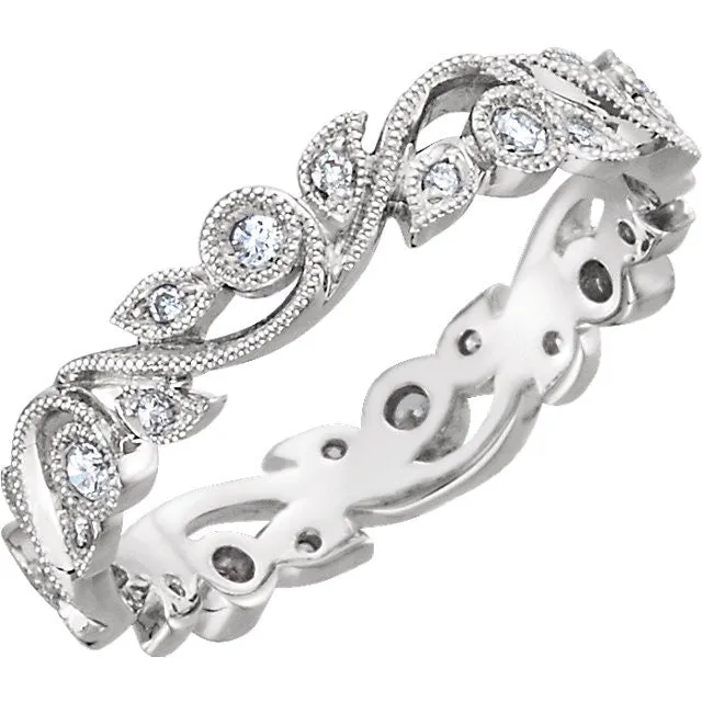 14k White Gold 1/4 CTW Diamond Eternity Band Size 6