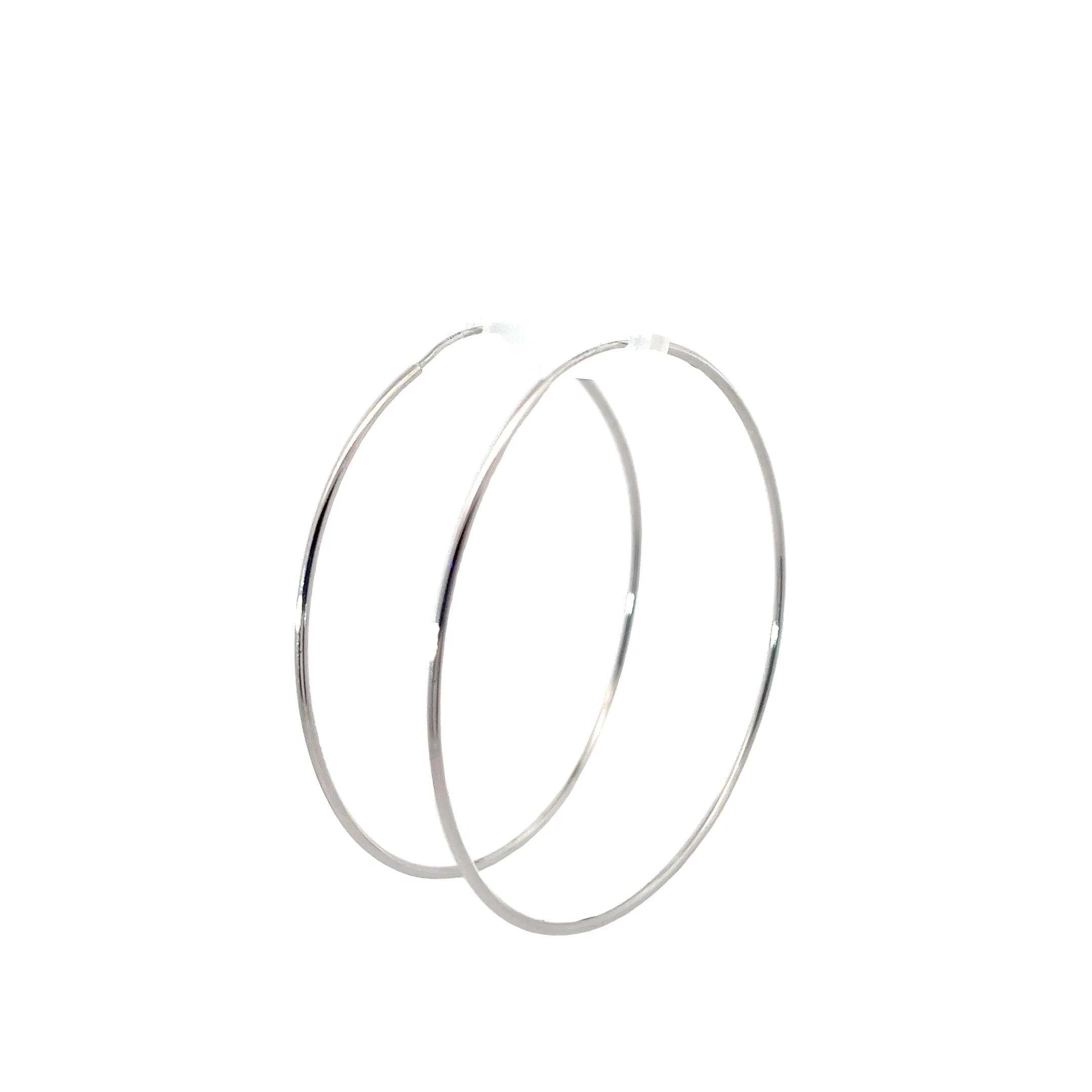 14k White Gold 2"inch Hoop Earrings