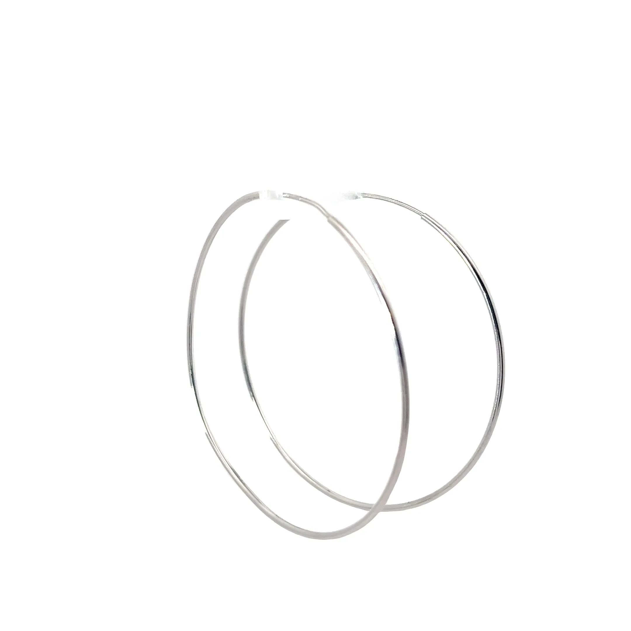 14k White Gold 2"inch Hoop Earrings
