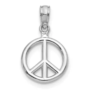 14k White Gold 3-D Large Peace Symbol Pendant
