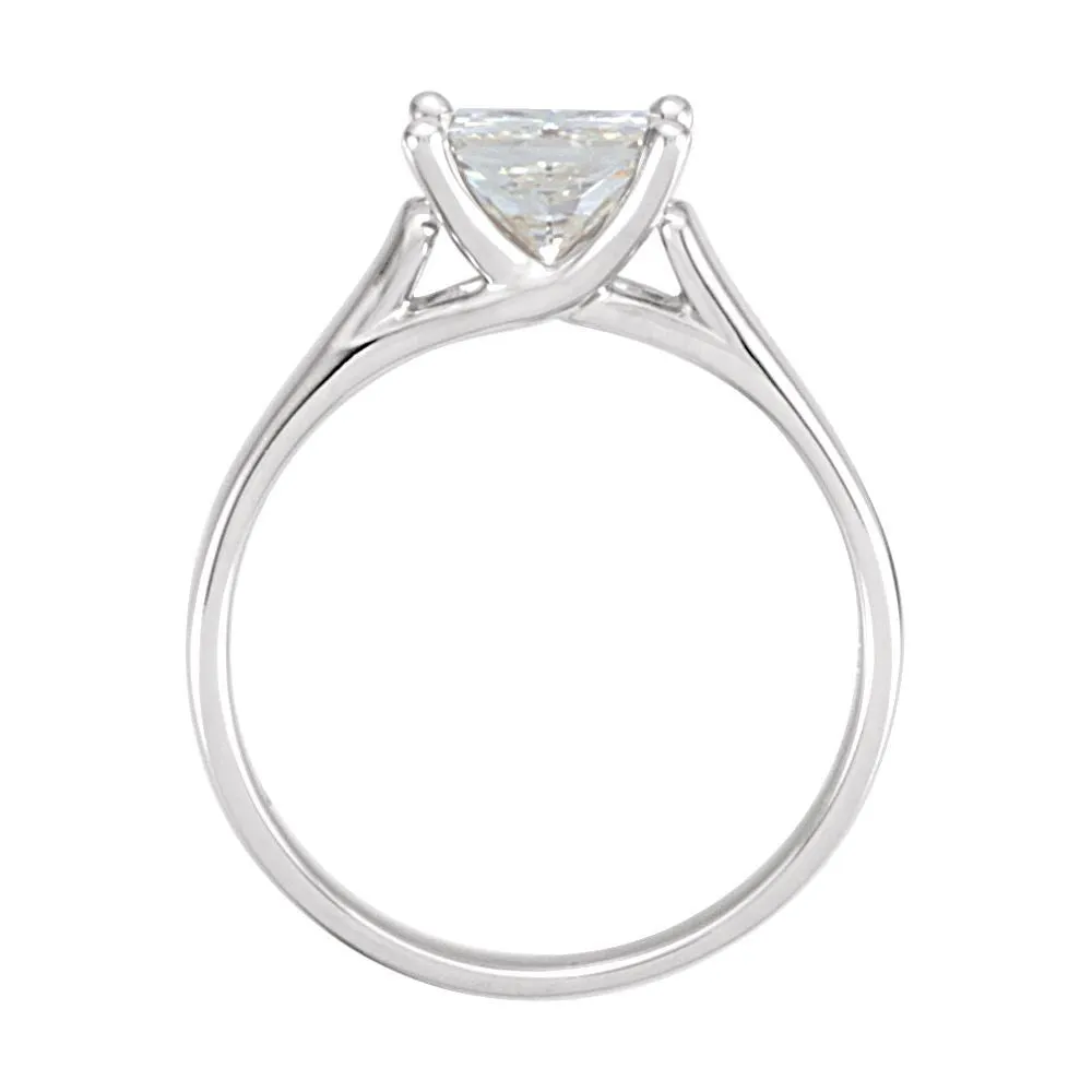 14k White Gold 6mm Square Forever Classic™ Moissanite Solitaire Engagement Ring, Size 7