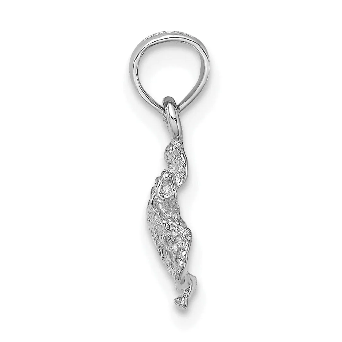 14K White Gold  Casted Solid Polished and Textured Finish Sea Turtle Charm Pendant