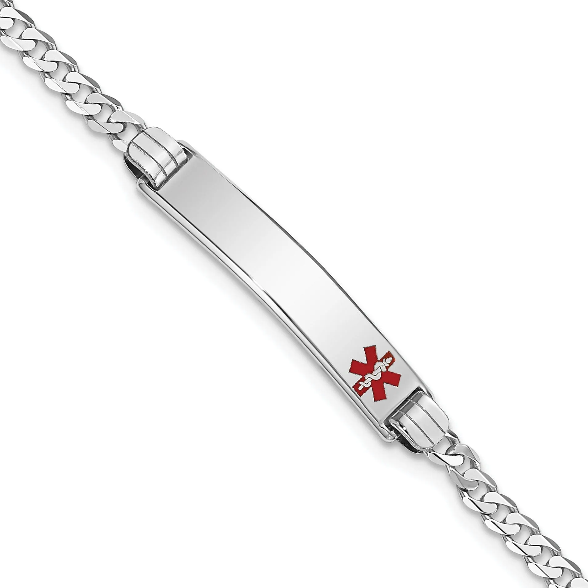 14K White Gold Curb Link Medical ID Bracelet