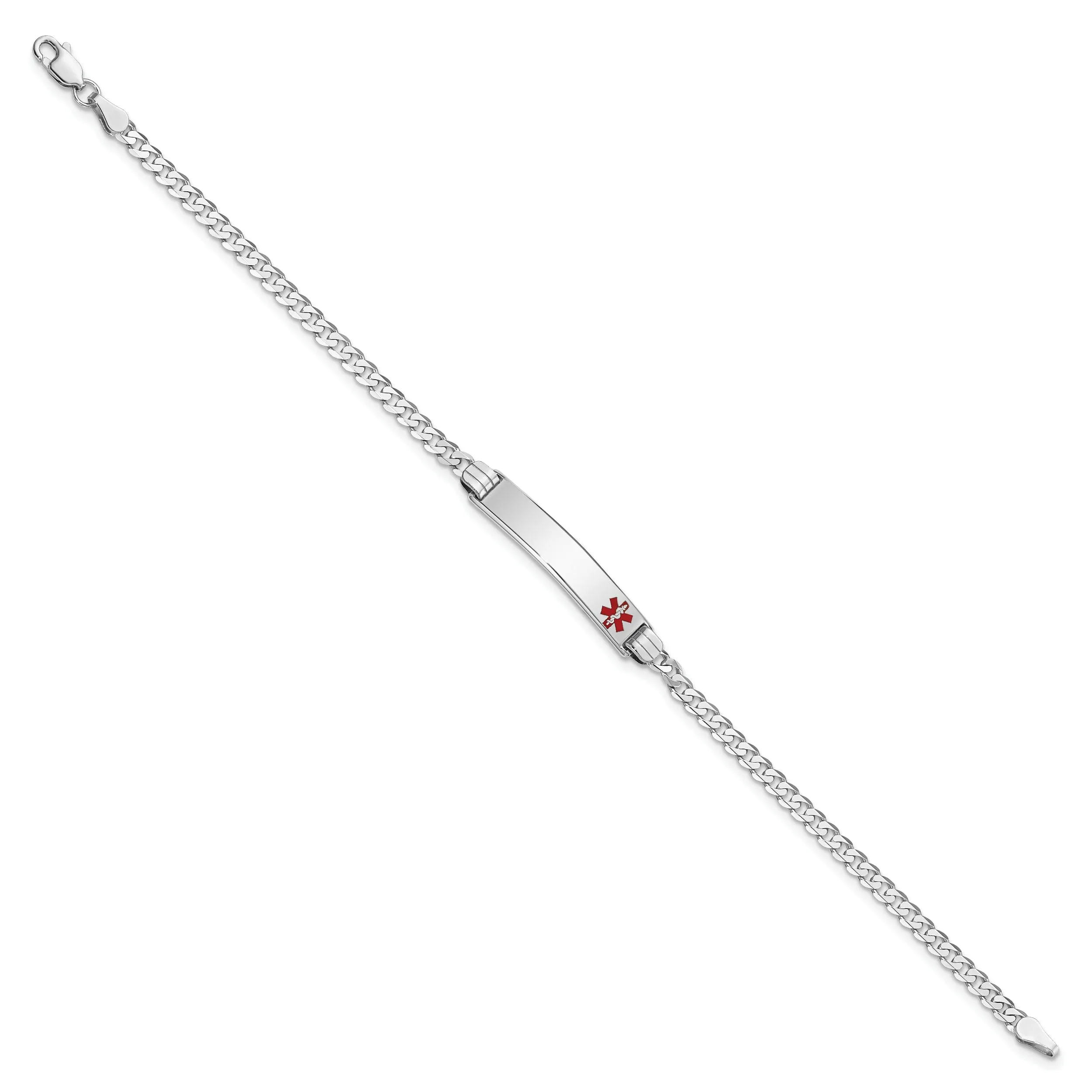 14K White Gold Curb Link Medical ID Bracelet