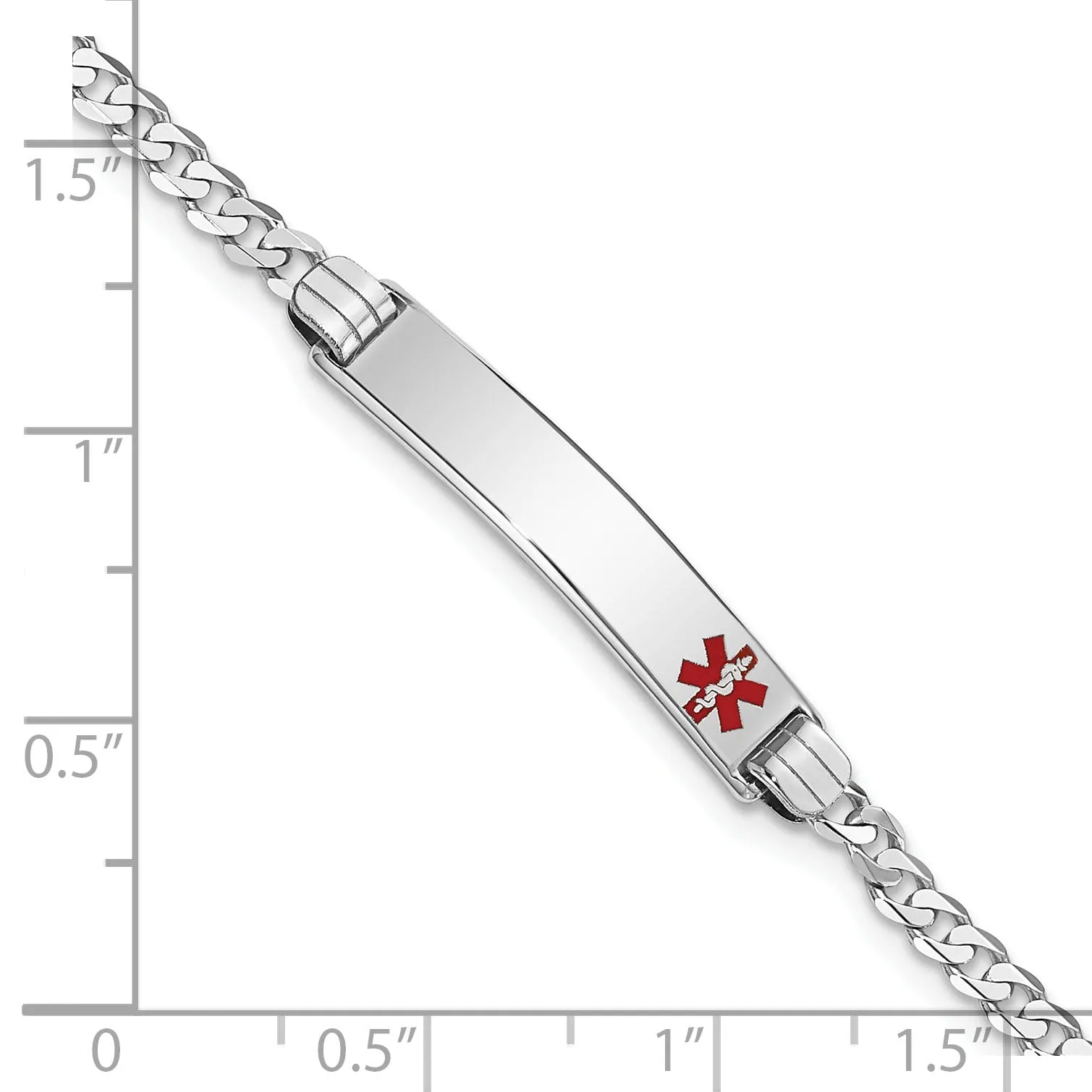14K White Gold Curb Link Medical ID Bracelet