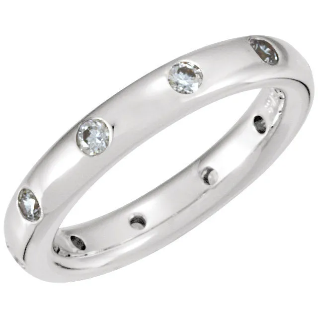 14k White Gold Diamond Semi-mount Engagement Ring or Band , Size 6