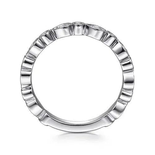 14K White Gold Pear and Round Station Stackable Diamond Ring