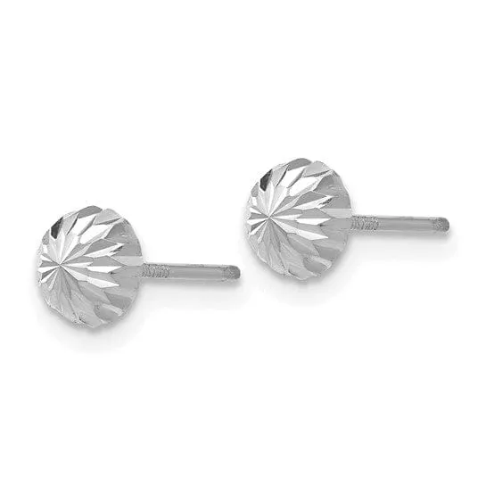 14k White Gold Polished D-C Half Ball Earrings