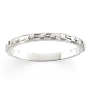 14k White Gold Prayer Ring, Size 5