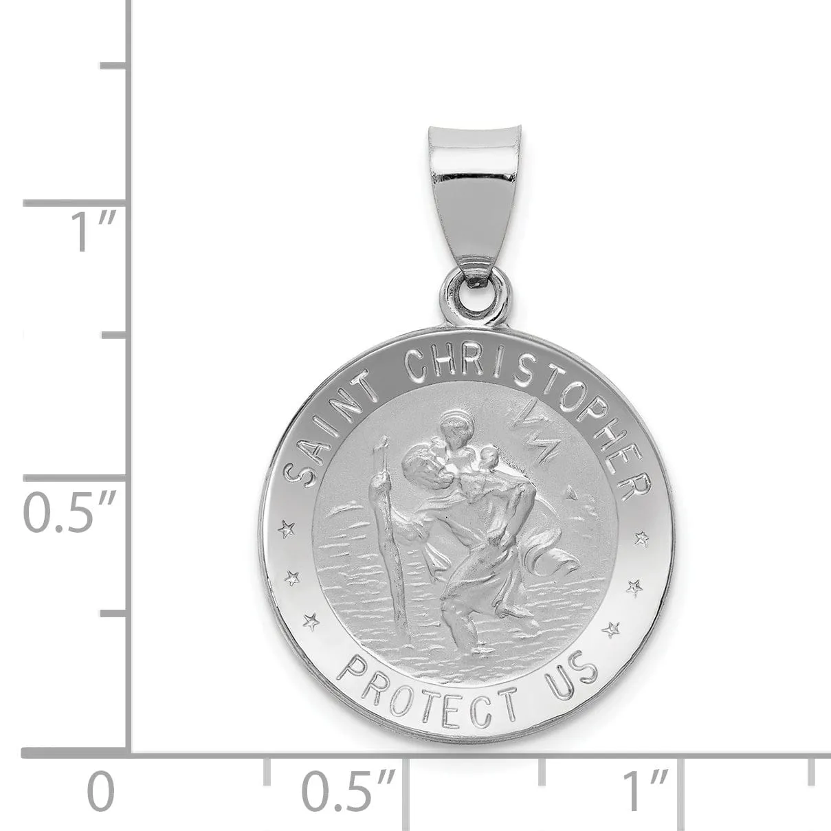 14k White Gold Saint Christopher Medal Pendant