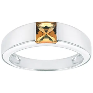 14k White Gold Tank Square Citrine Ring (1.0.ct.tw)