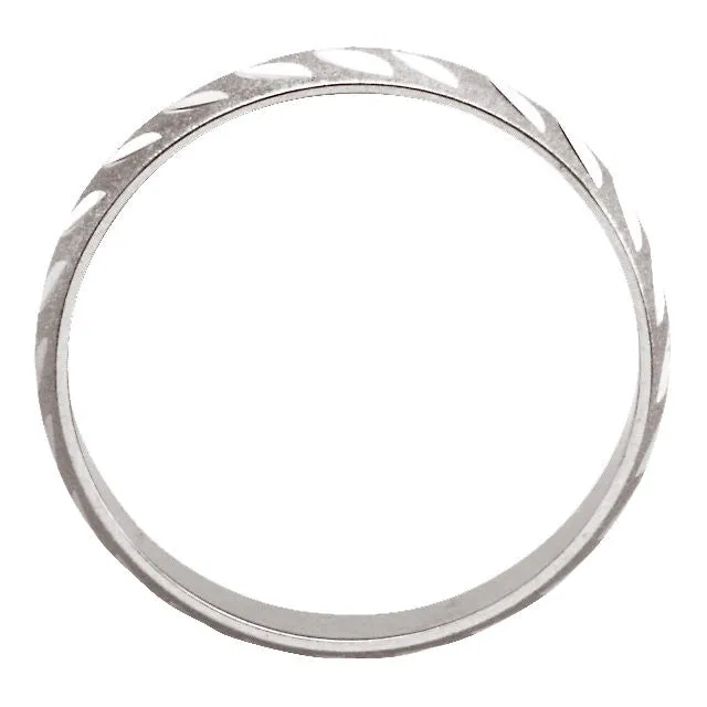 14k White Gold Youth Diamond Cut Band Size 1