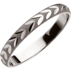 14k White Gold Youth Diamond Cut Band Size 1
