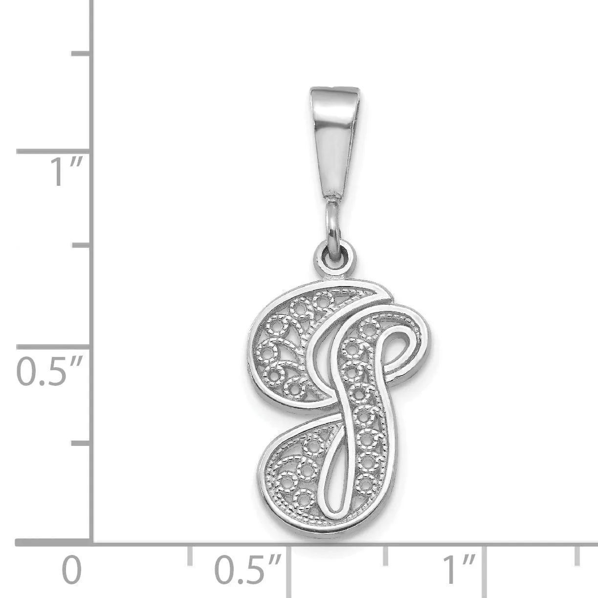 14K White GoldFancy Filigree Script Design Letter G Initial Pendant
