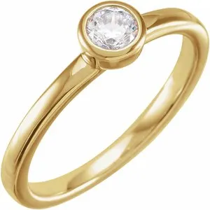 14K Yellow 1 CT Lab-Grown Diamond Bezel-Set Ring