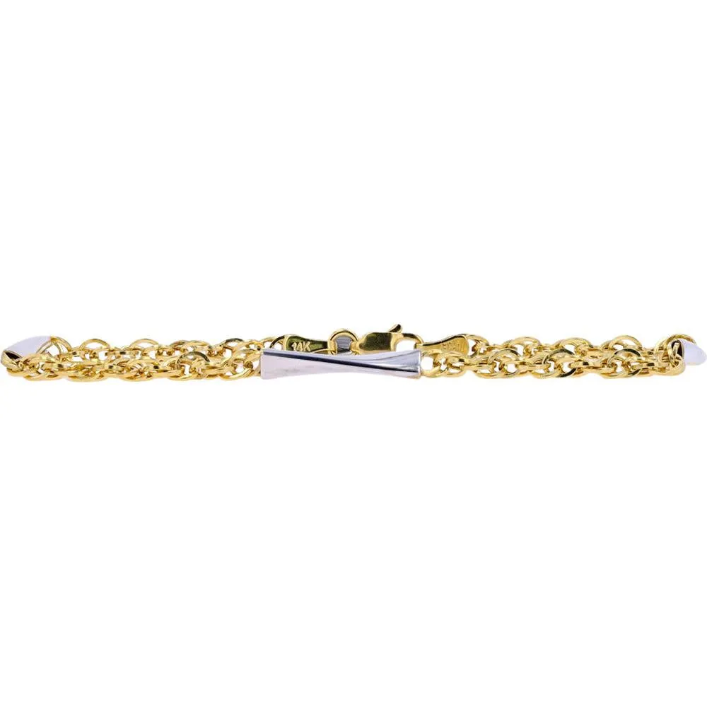 14K Yellow & White Gold Bar Stations Bracelet - 7.25" Length