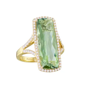 14K Yellow Contemporary Prasiolite and Natural Diamond Ring Size 7