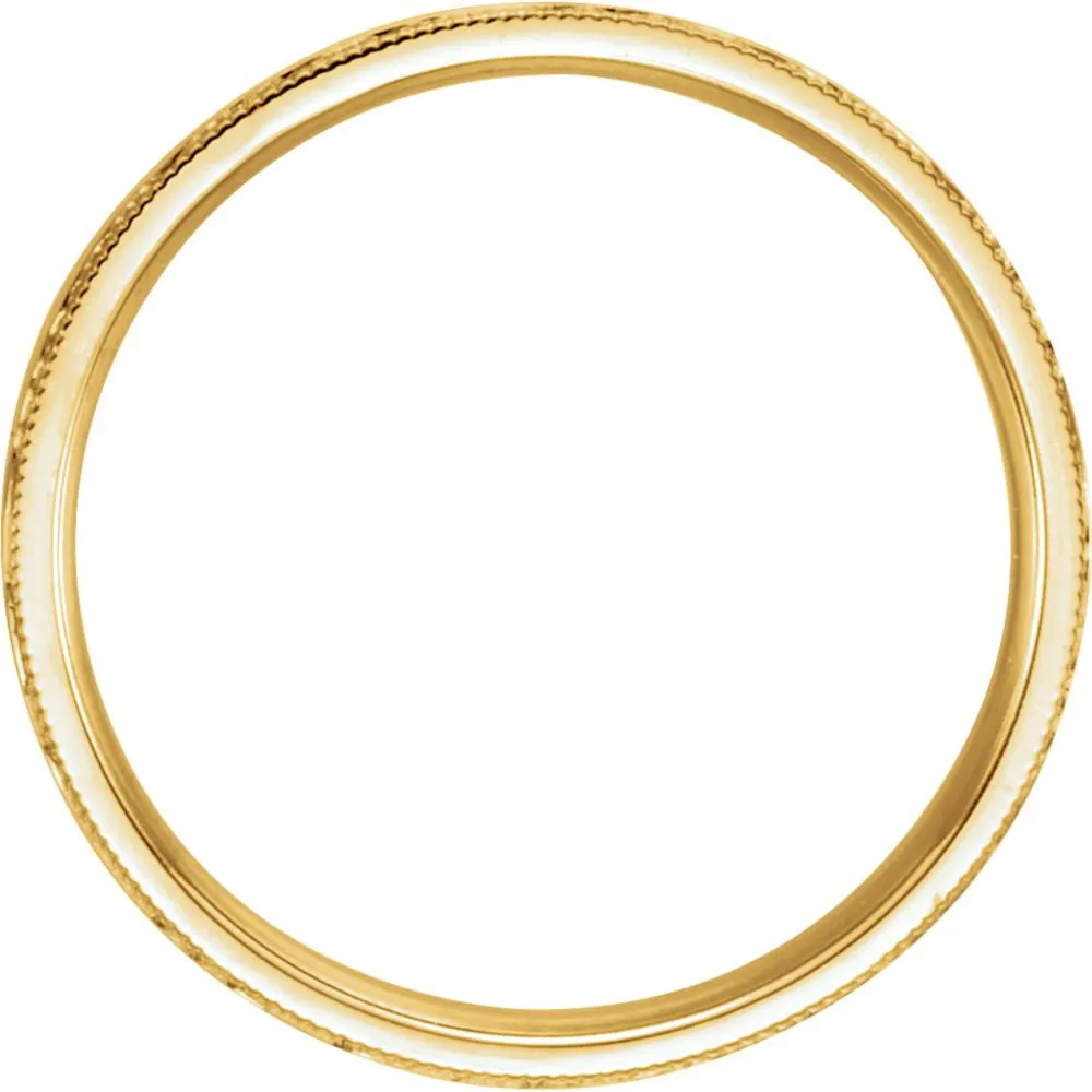 14k Yellow Gold 6mm Flat Comfort Fit Milgrain Hammer Finish Band Size 10