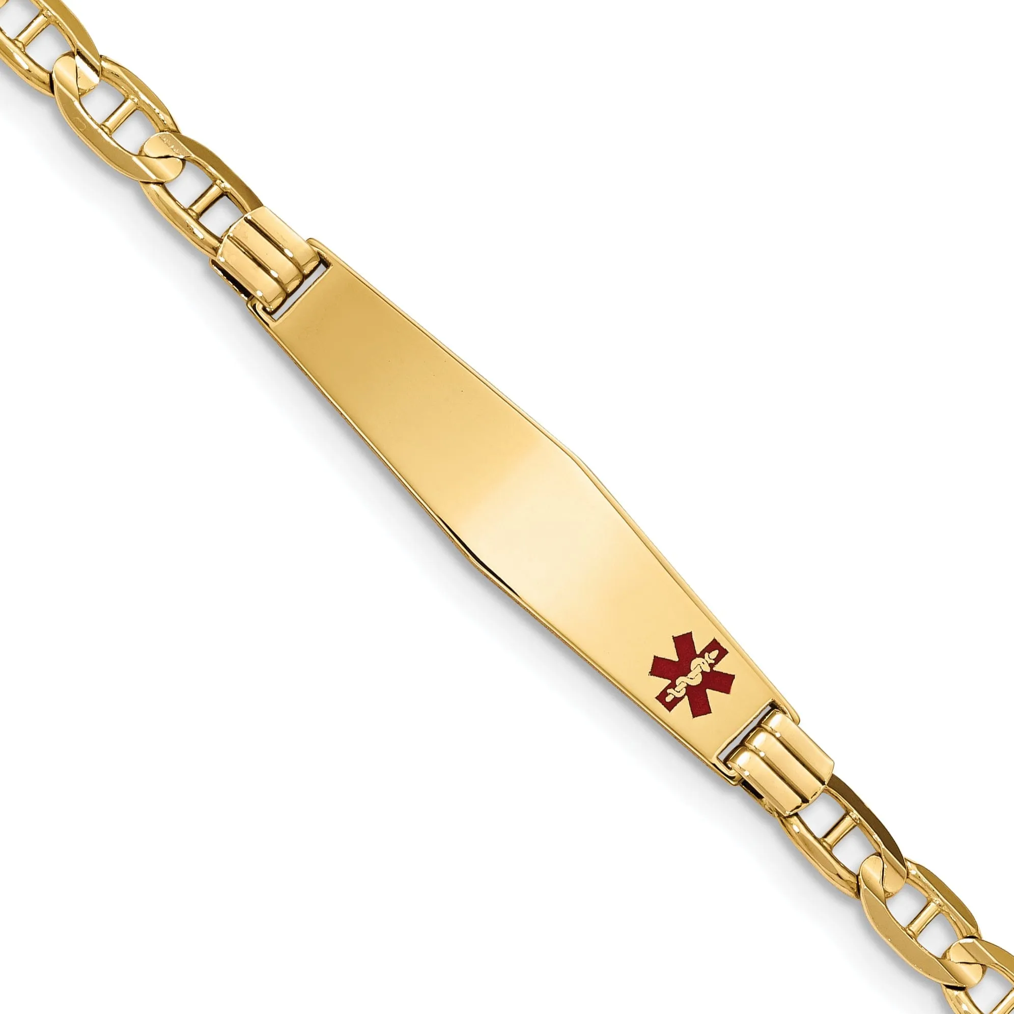 14K Yellow Gold Anchor Link Medical ID Bracelet