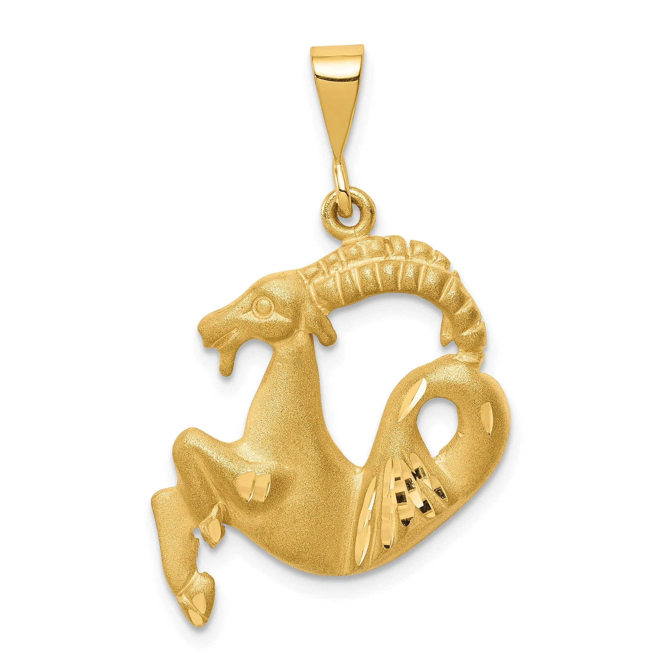 14k Yellow Gold Capricorn Zodiac Charm Pendant