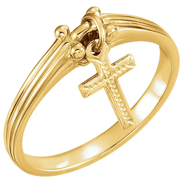 14k Yellow Gold Cross Ring , Size 7