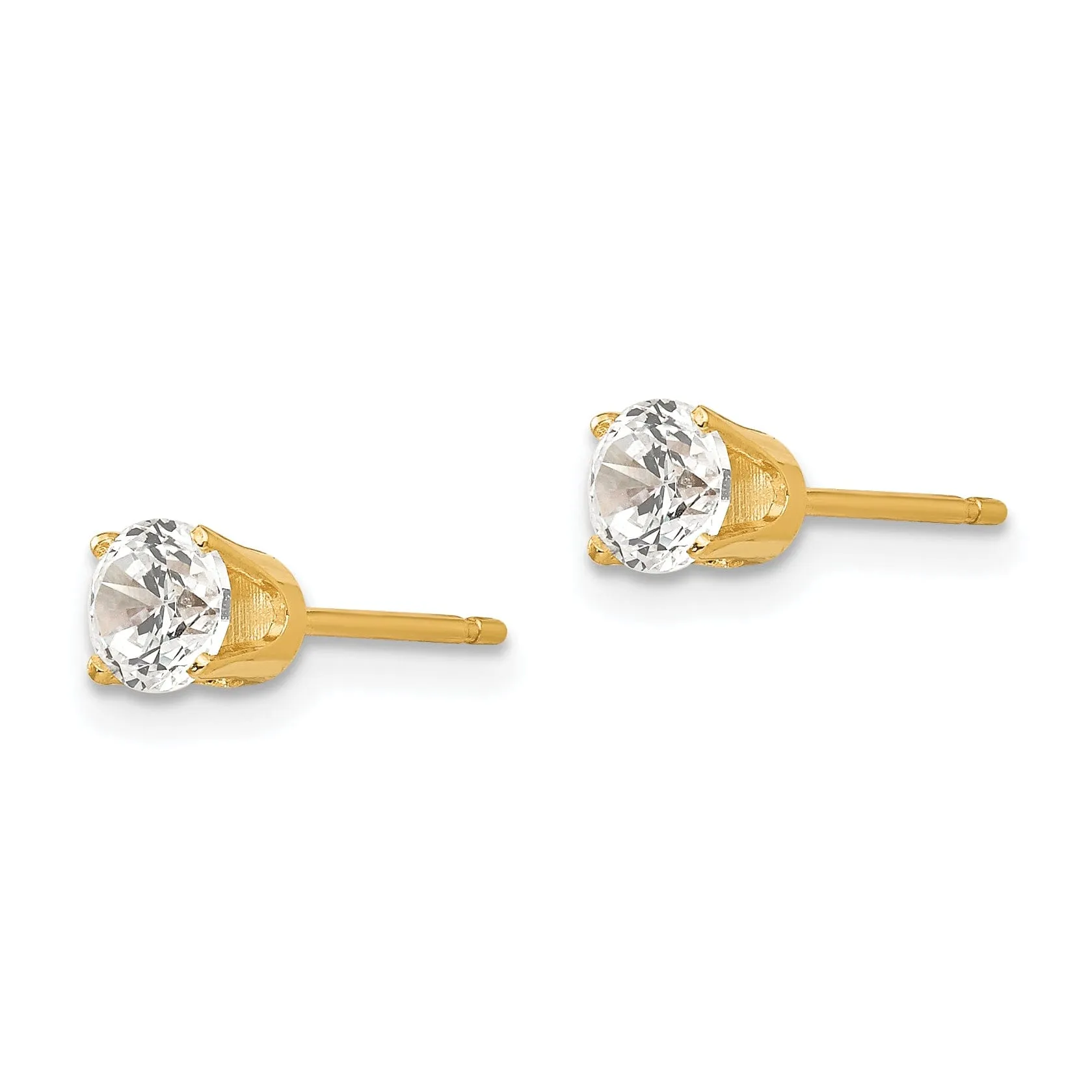 14k Yellow Gold Cubic Zirconia Stud Earrings