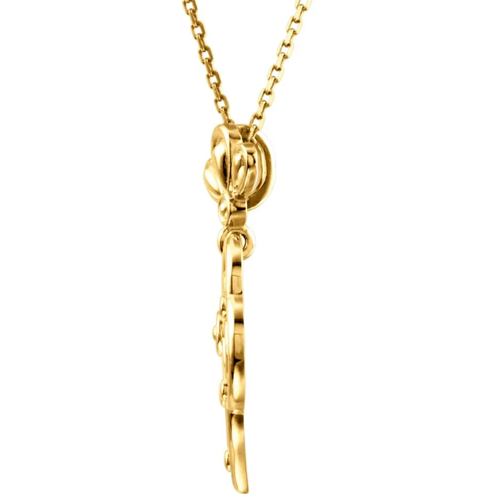 14k Yellow Gold Decorative Dangle 18" Necklace
