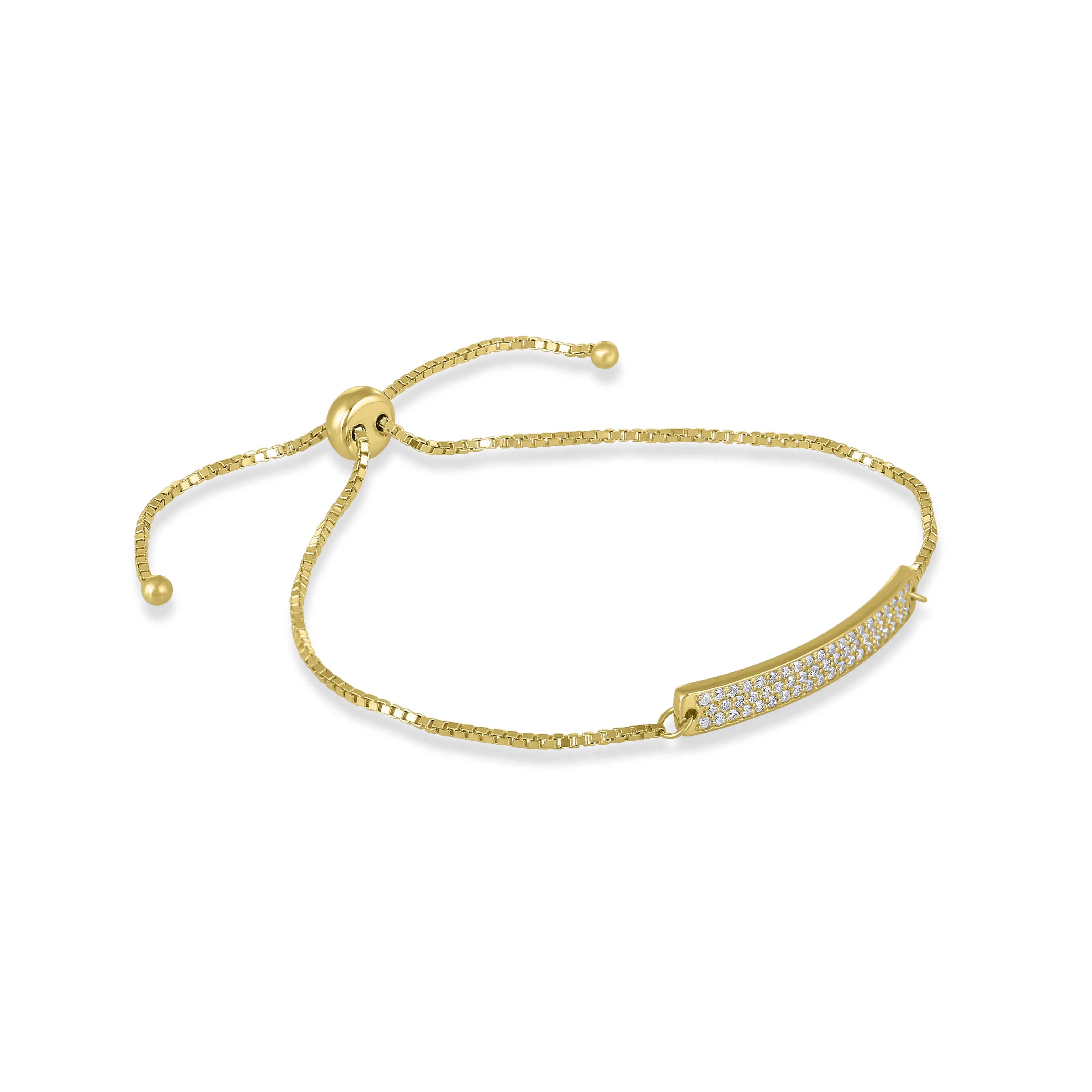 14K Yellow Gold Diamond Bolo Leonard Bracelet