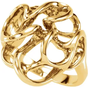 14k Yellow Gold Freeform Ring, Size 6