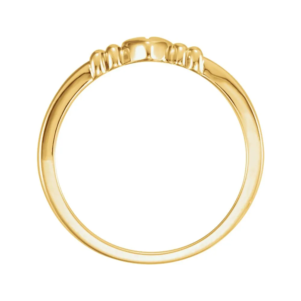 14k Yellow Gold Heart with Cross Chastity Ring Size 5