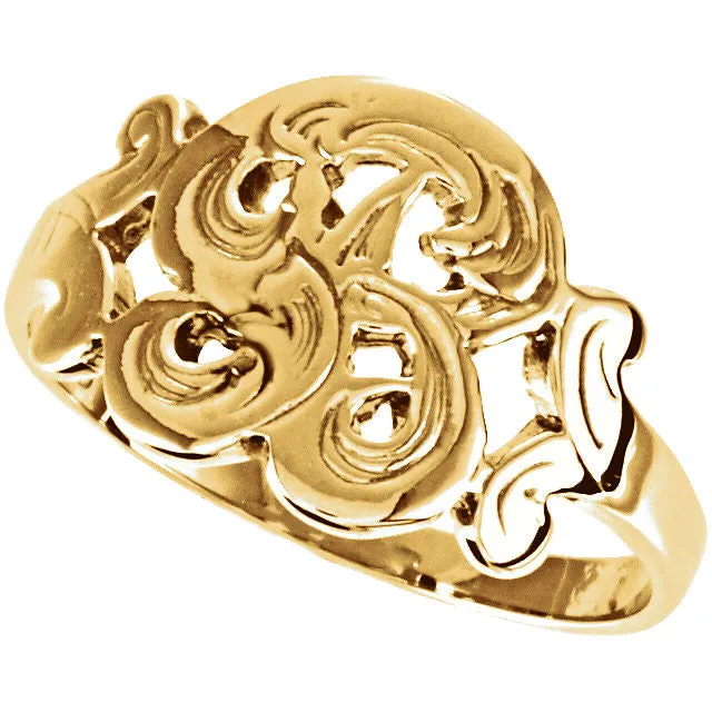 14k Yellow Gold Initial Rings, Size 6