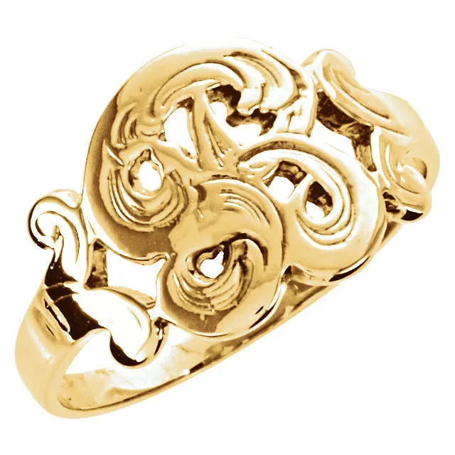 14k Yellow Gold Initial Rings, Size 6