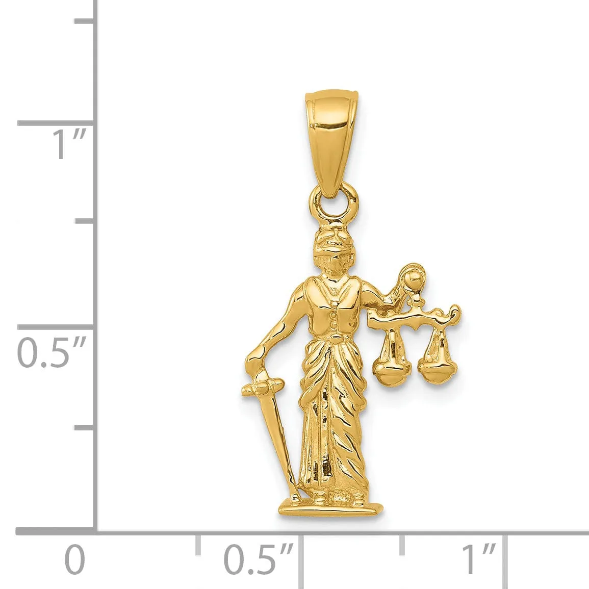 14k Yellow Gold Lady of Justice Scales Pendant