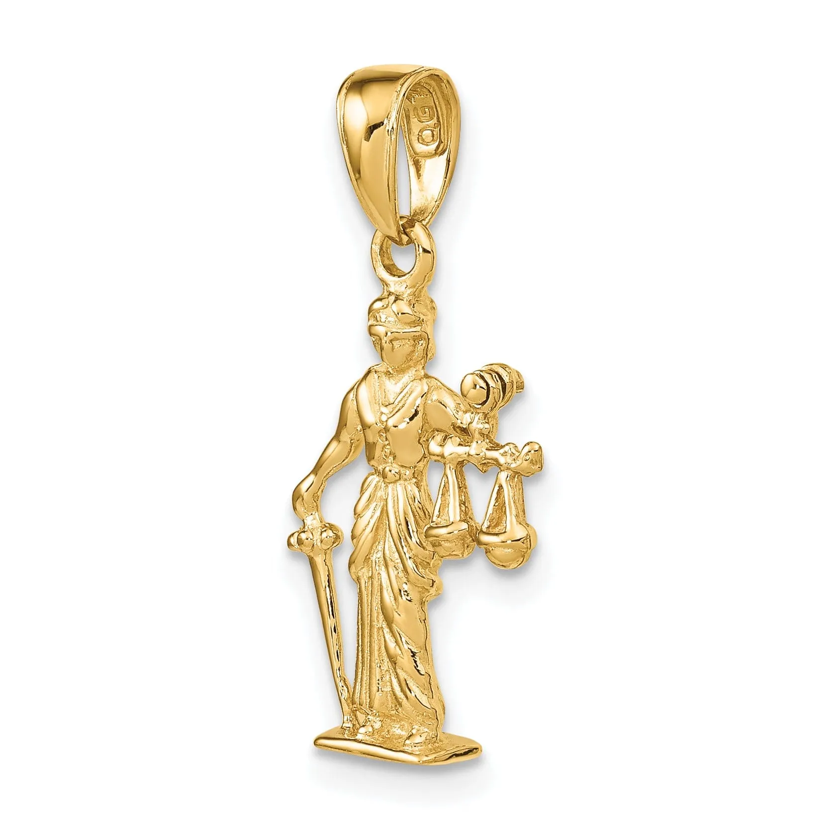 14k Yellow Gold Lady of Justice Scales Pendant