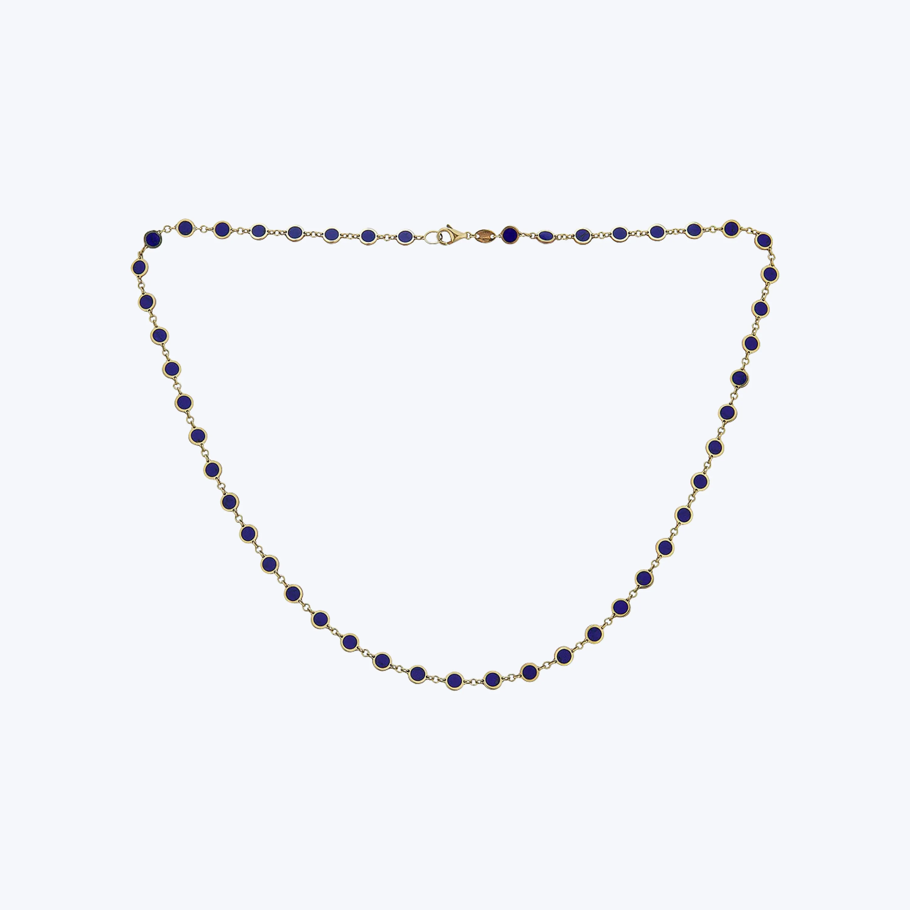 14K Yellow Gold Lapis Lazuli Mini Disc Necklace
