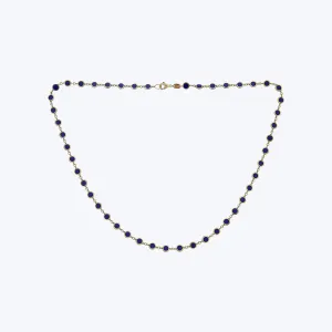 14K Yellow Gold Lapis Lazuli Mini Disc Necklace