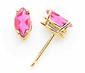 14k Yellow Gold Marquise Pink Tourmaline Earring