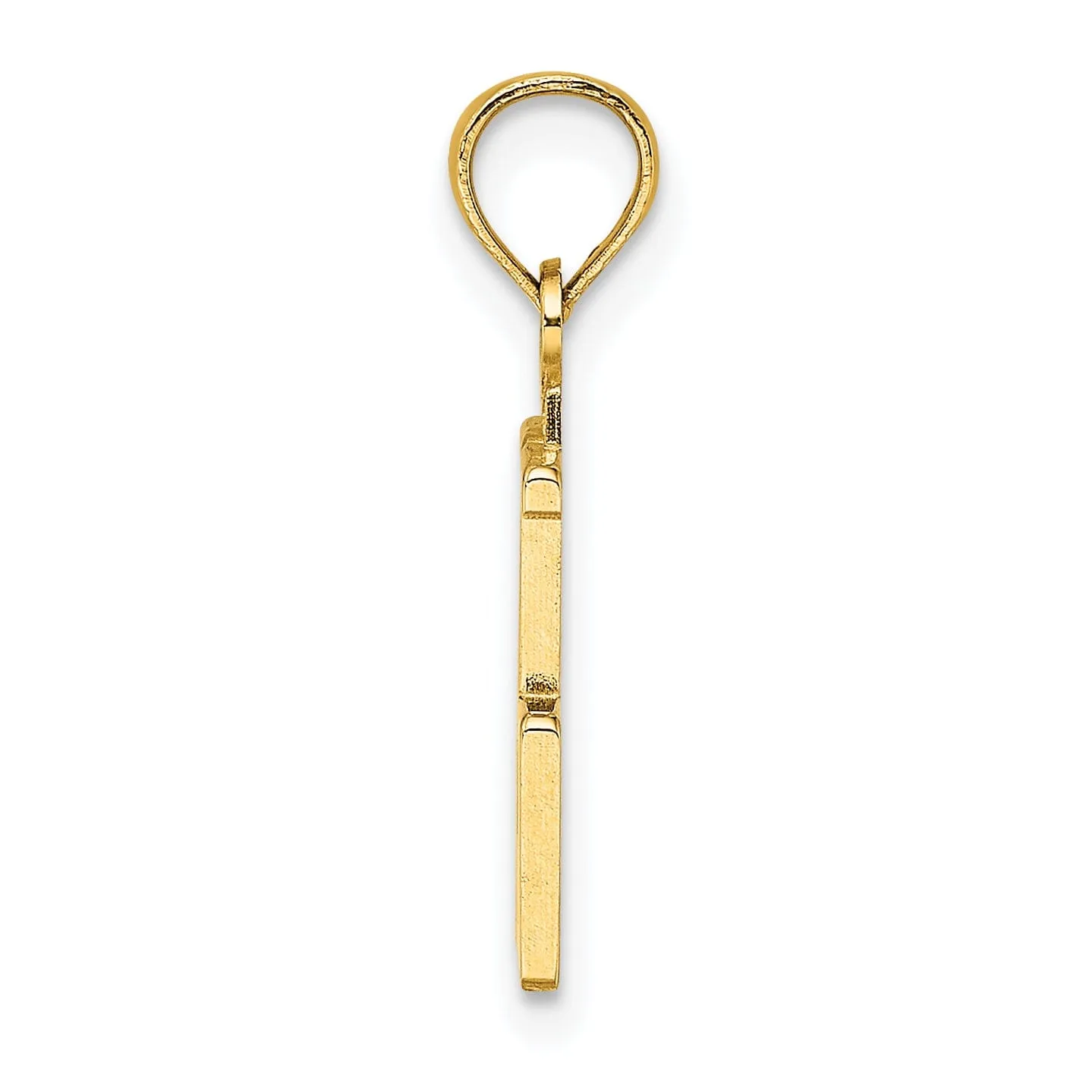 14K Yellow Gold Polished Finished Block Script Design Number 75 Charm Pendant