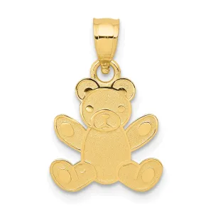 14k Yellow Gold Polished Teddy Bear Pendant