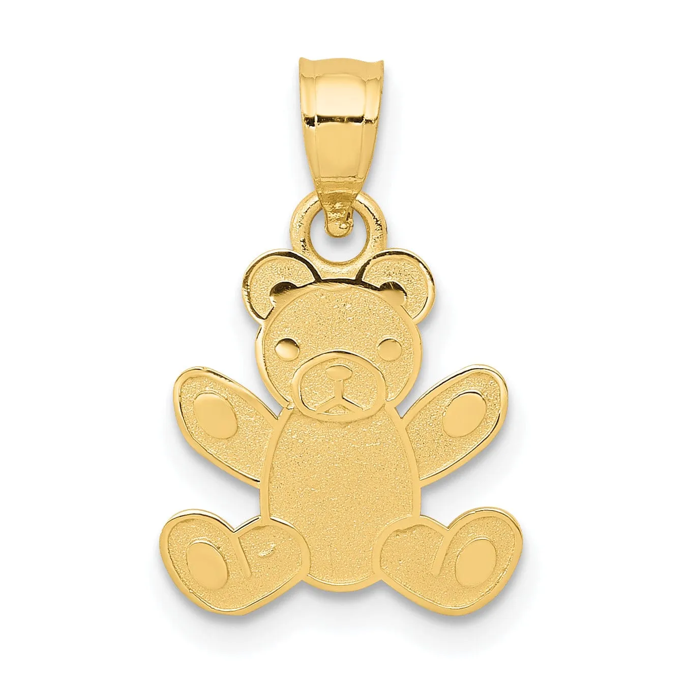 14k Yellow Gold Polished Teddy Bear Pendant