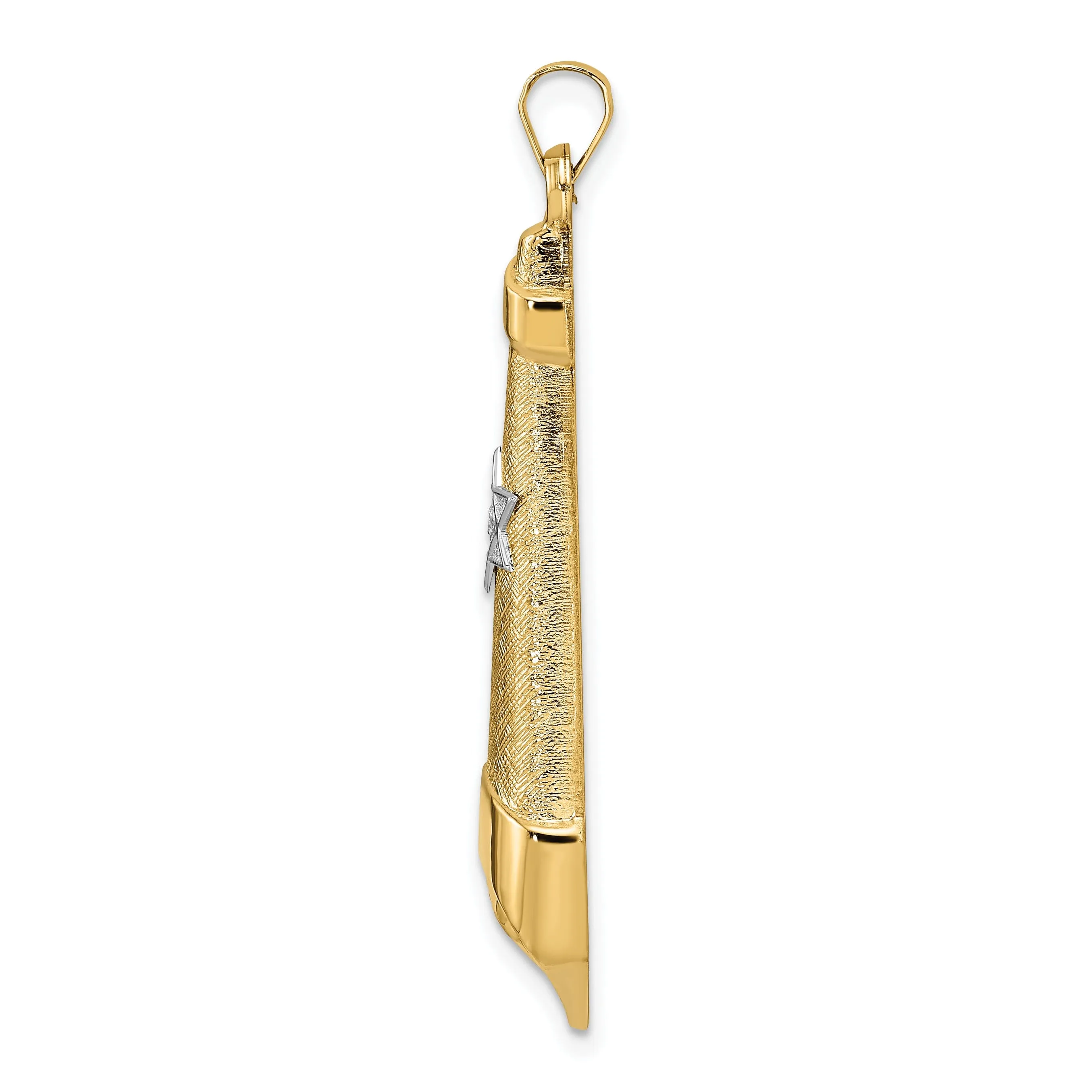 14k Yellow Gold Polished Textured Unisex Scroll Star of David Pendant