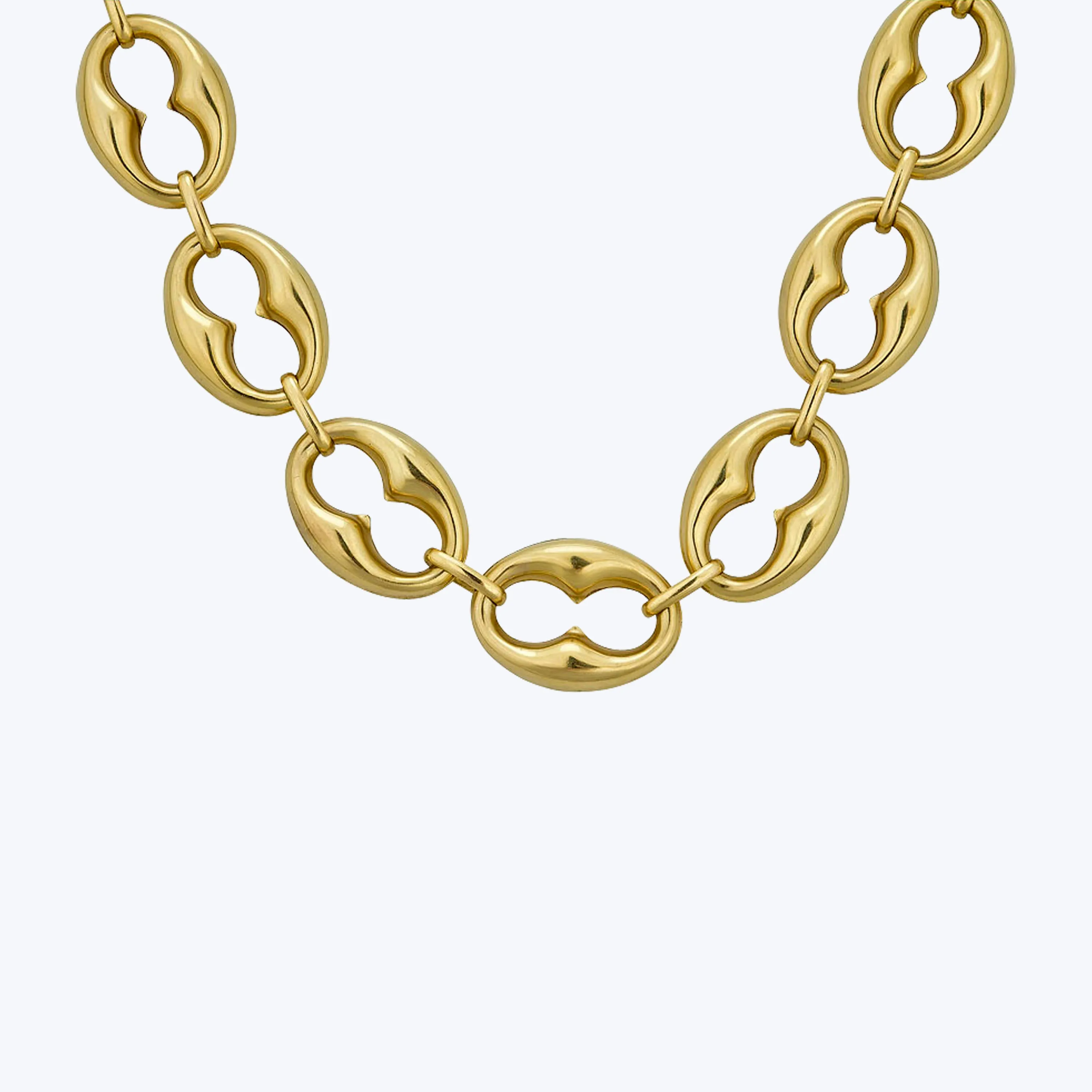 14K Yellow Gold Puffed Coffee Bean Necklace