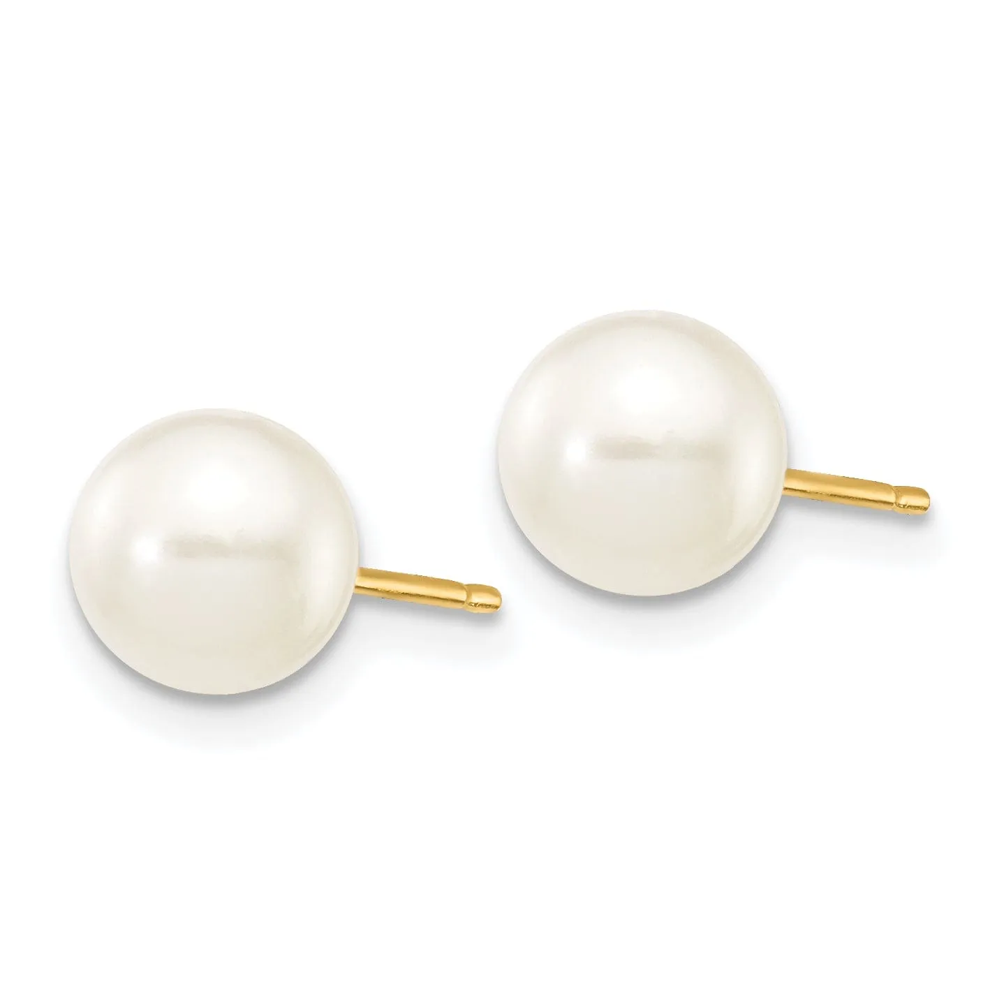 14k Yellow Gold Round Cultured Pearl Earrings