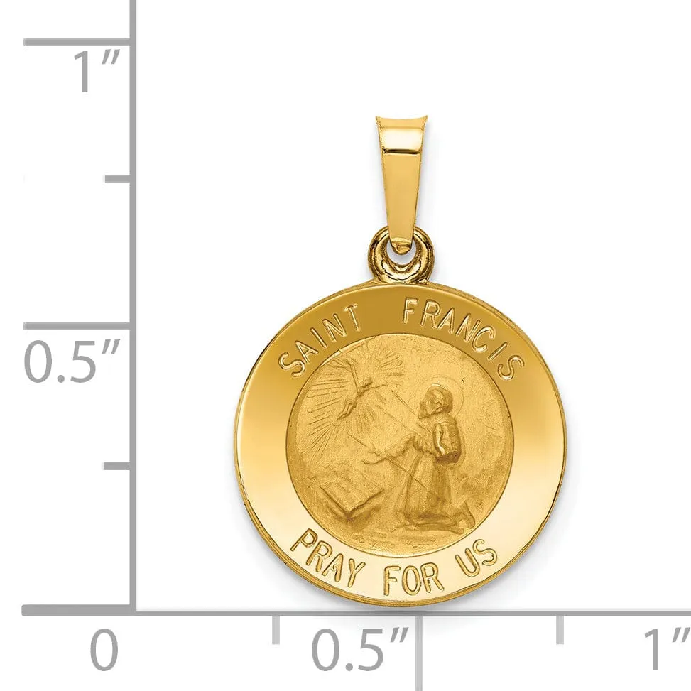 14k Yellow Gold Saint Francis Medal Pendant