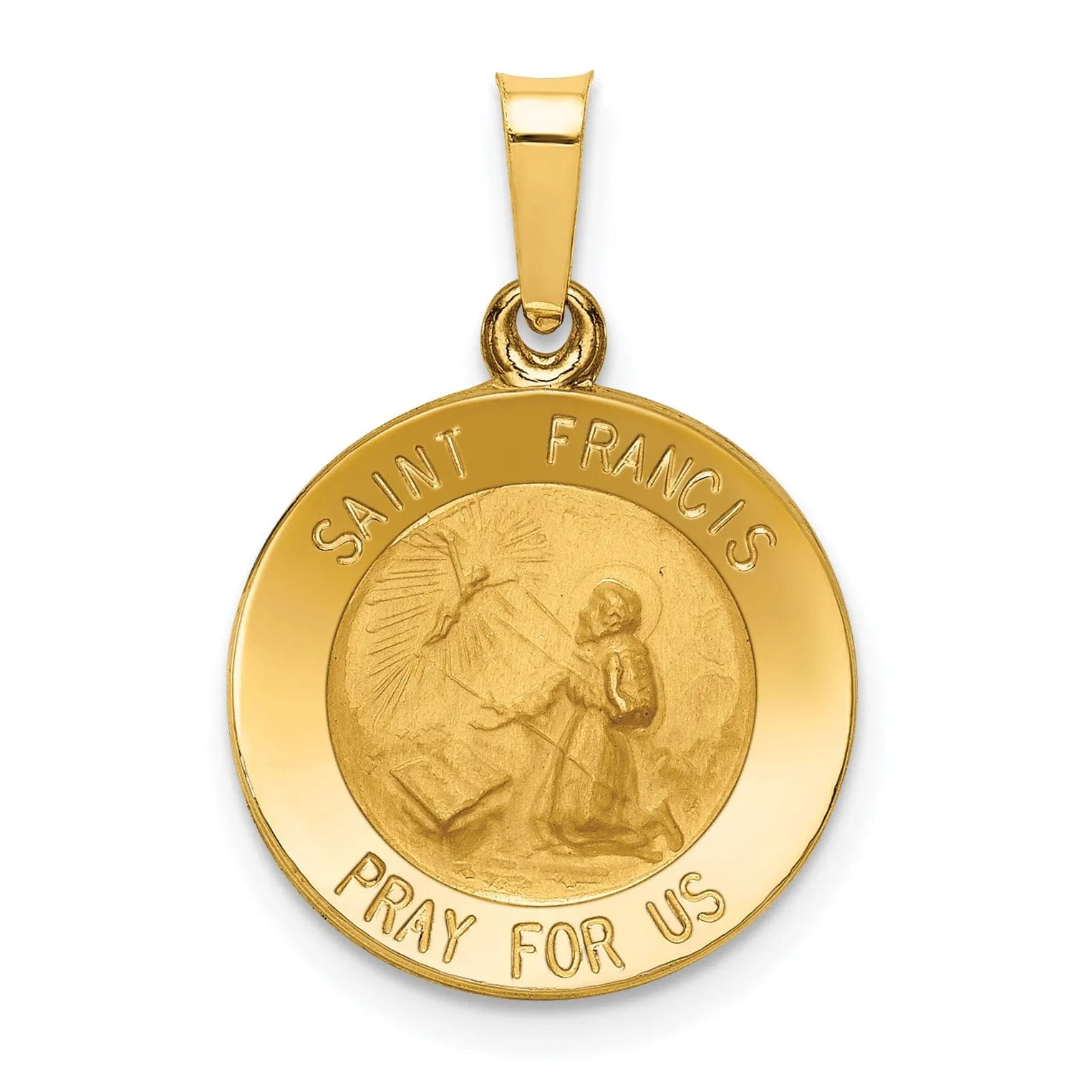 14k Yellow Gold Saint Francis Medal Pendant
