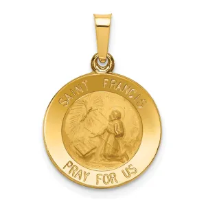 14k Yellow Gold Saint Francis Medal Pendant
