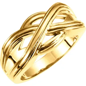 14k Yellow Gold Woven Design Band, Size 6