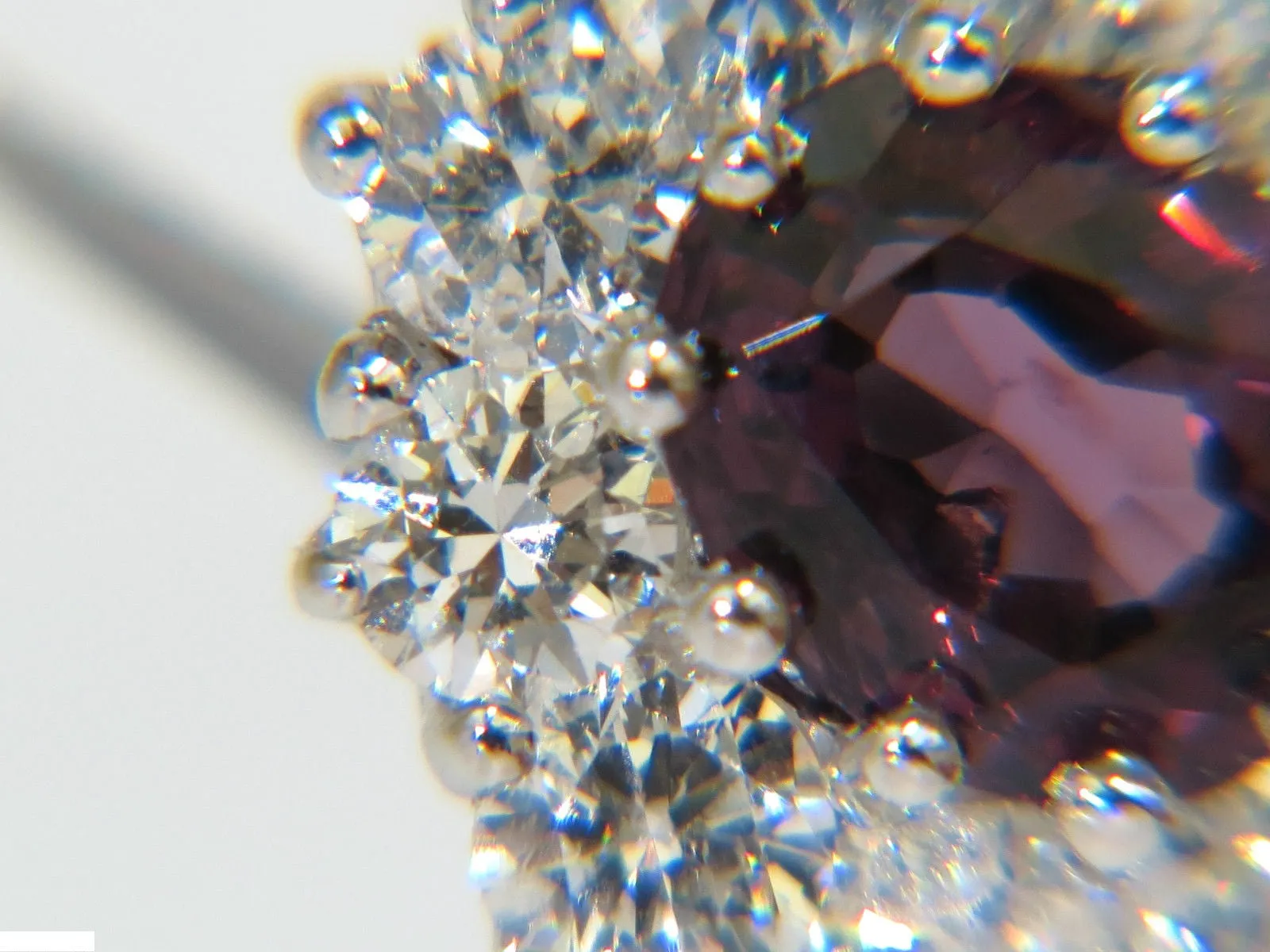 14KT 3.36CT NATURAL PURPLE SPINEL DIAMOND CLUSTER EARRINGS & OMEGA